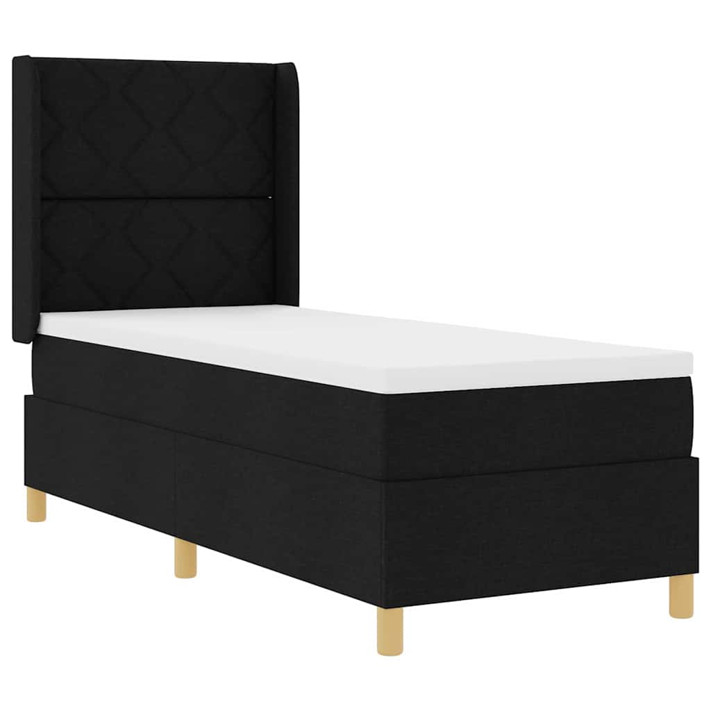vidaXL Κρεβάτι με ελατήρια με κεφαλάρι Μαύρο 80 x 200 cm ύφασμα