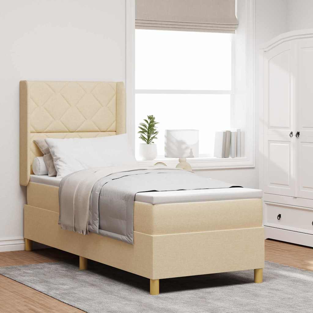 vidaXL Κρεβάτι με ελατήρια με κεφαλάρι Κρεμ 80 x 200 cm ύφασμα