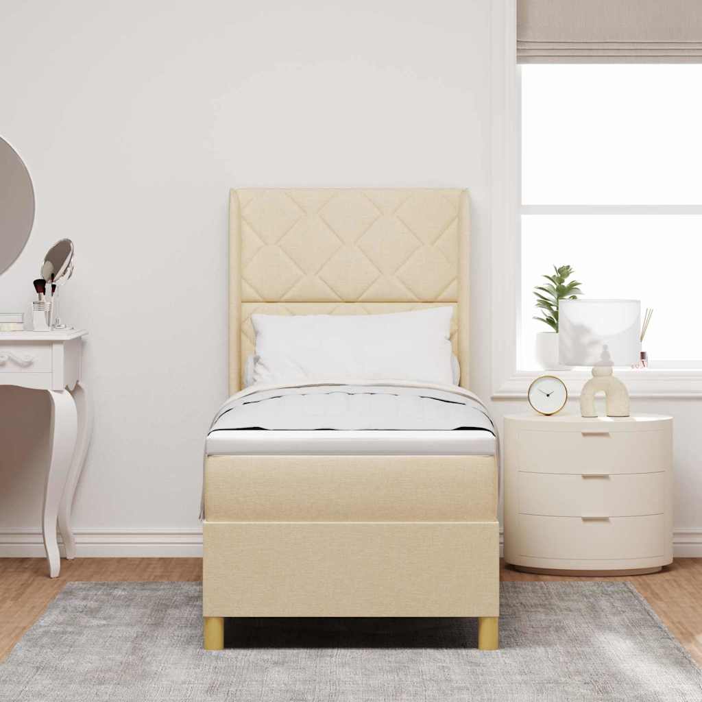 vidaXL Κρεβάτι με ελατήρια με κεφαλάρι Κρεμ 80 x 200 cm ύφασμα