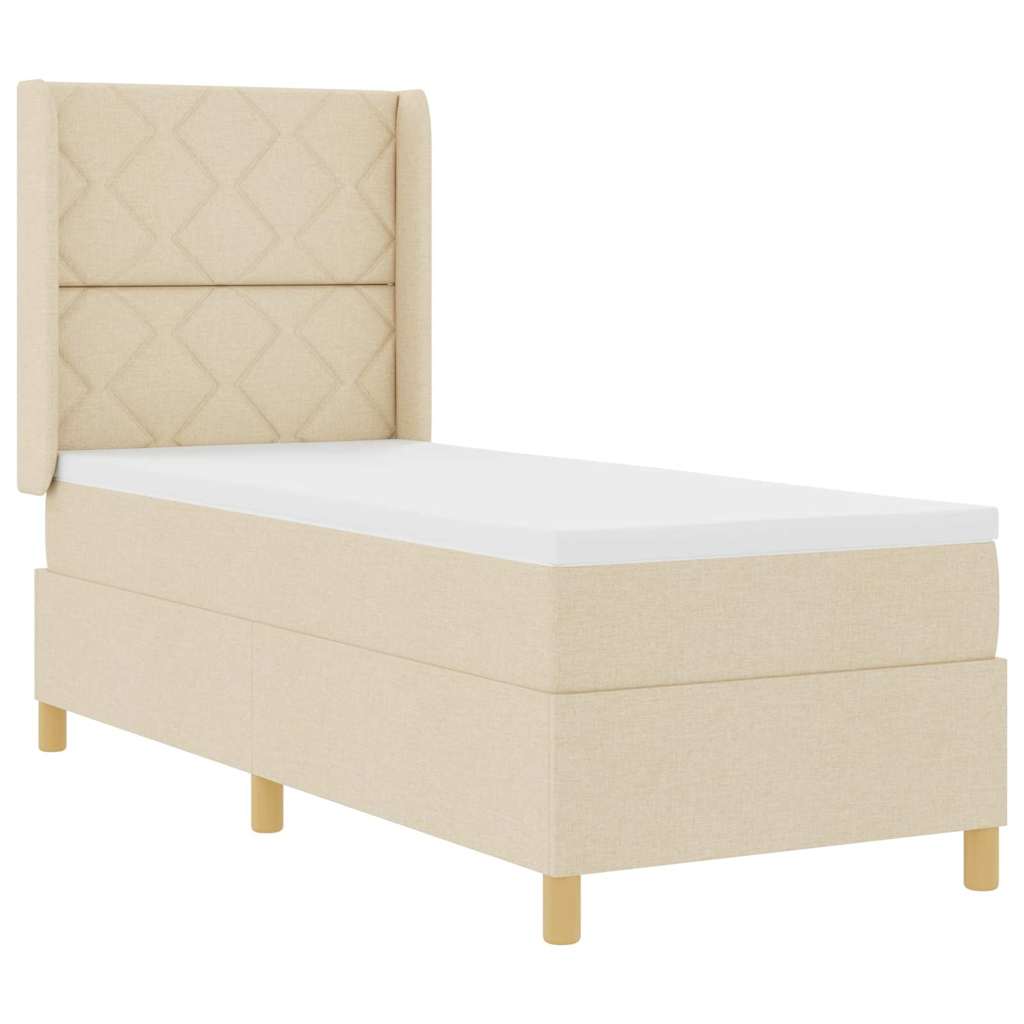 vidaXL Κρεβάτι με ελατήρια με κεφαλάρι Κρεμ 80 x 200 cm ύφασμα