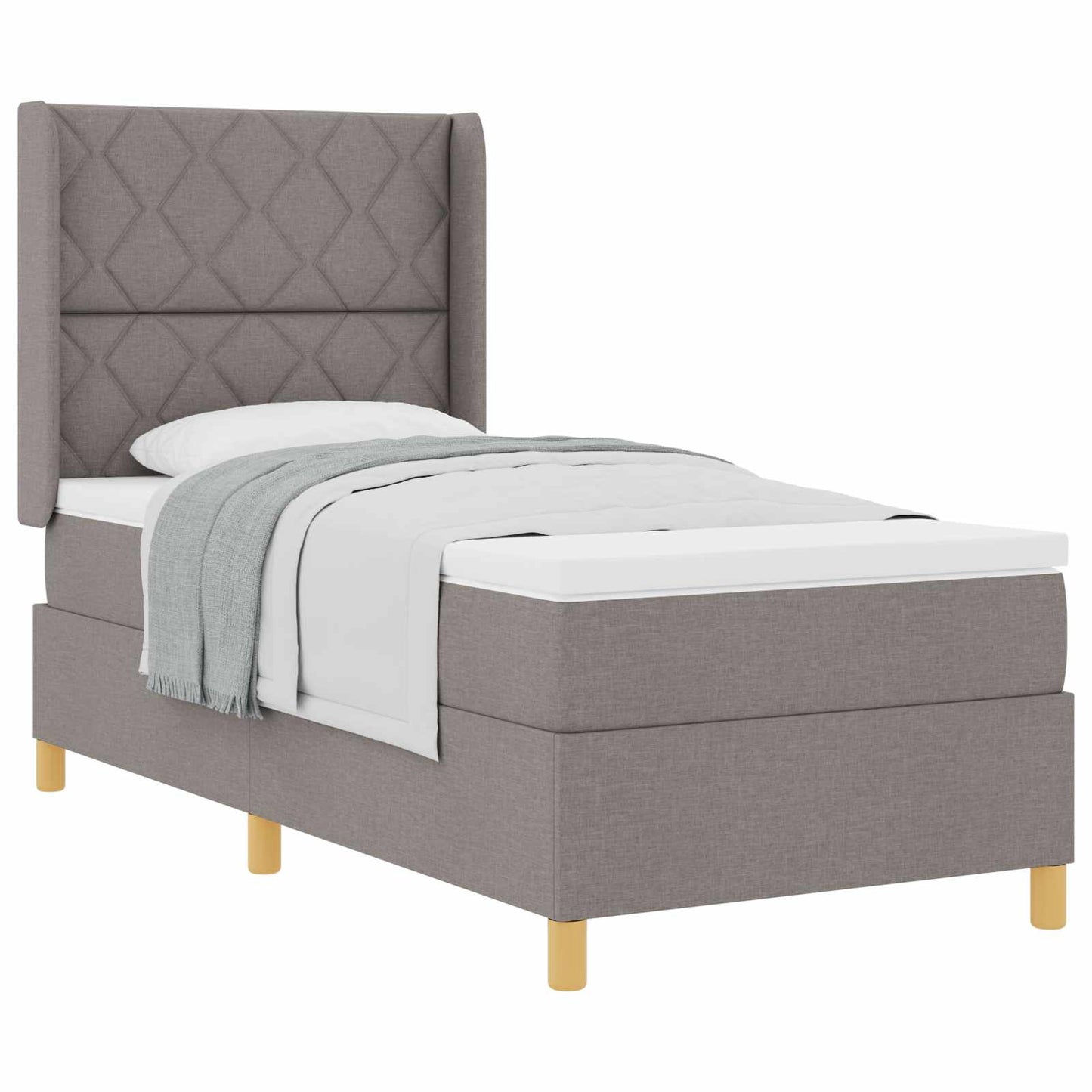 vidaXL Κρεβάτι με ελατήρια με κεφαλάρι Taupe 90 x 200 cm ύφασμα