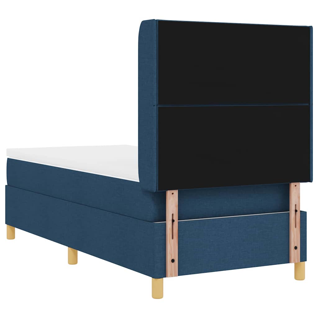 vidaXL Κρεβάτι με ελατήρια με κεφαλάρι Μπλε 90 x 200 cm ύφασμα