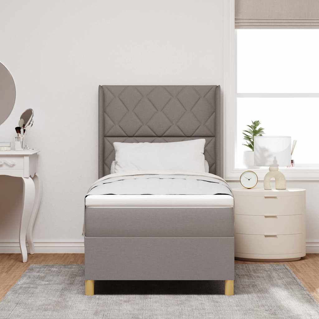 vidaXL Κρεβάτι με ελατήρια με κεφαλάρι Taupe 100 x 200 cm ύφασμα