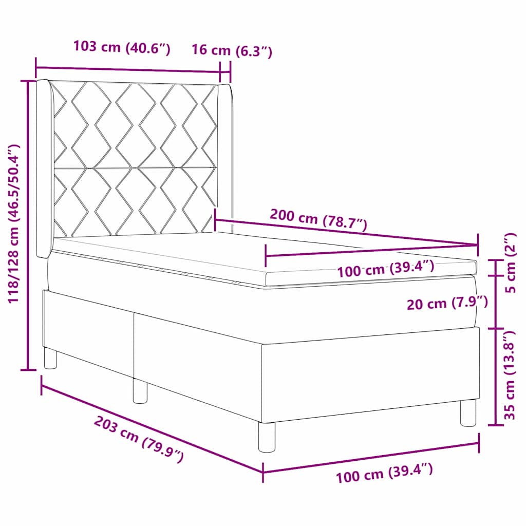vidaXL Κρεβάτι με ελατήρια με κεφαλάρι Taupe 100 x 200 cm ύφασμα