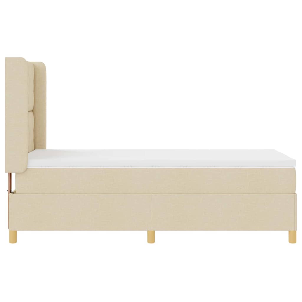 vidaXL Κρεβάτι με ελατήρια με κεφαλάρι Κρεμ 100 x 200 cm ύφασμα