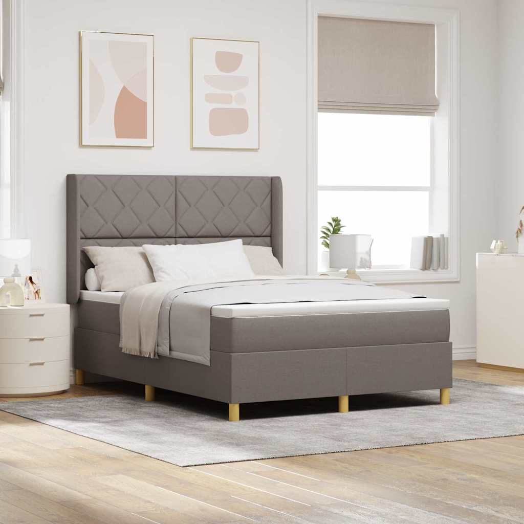 vidaXL Κρεβάτι με ελατήρια με κεφαλάρι Taupe 140 x 190 cm ύφασμα