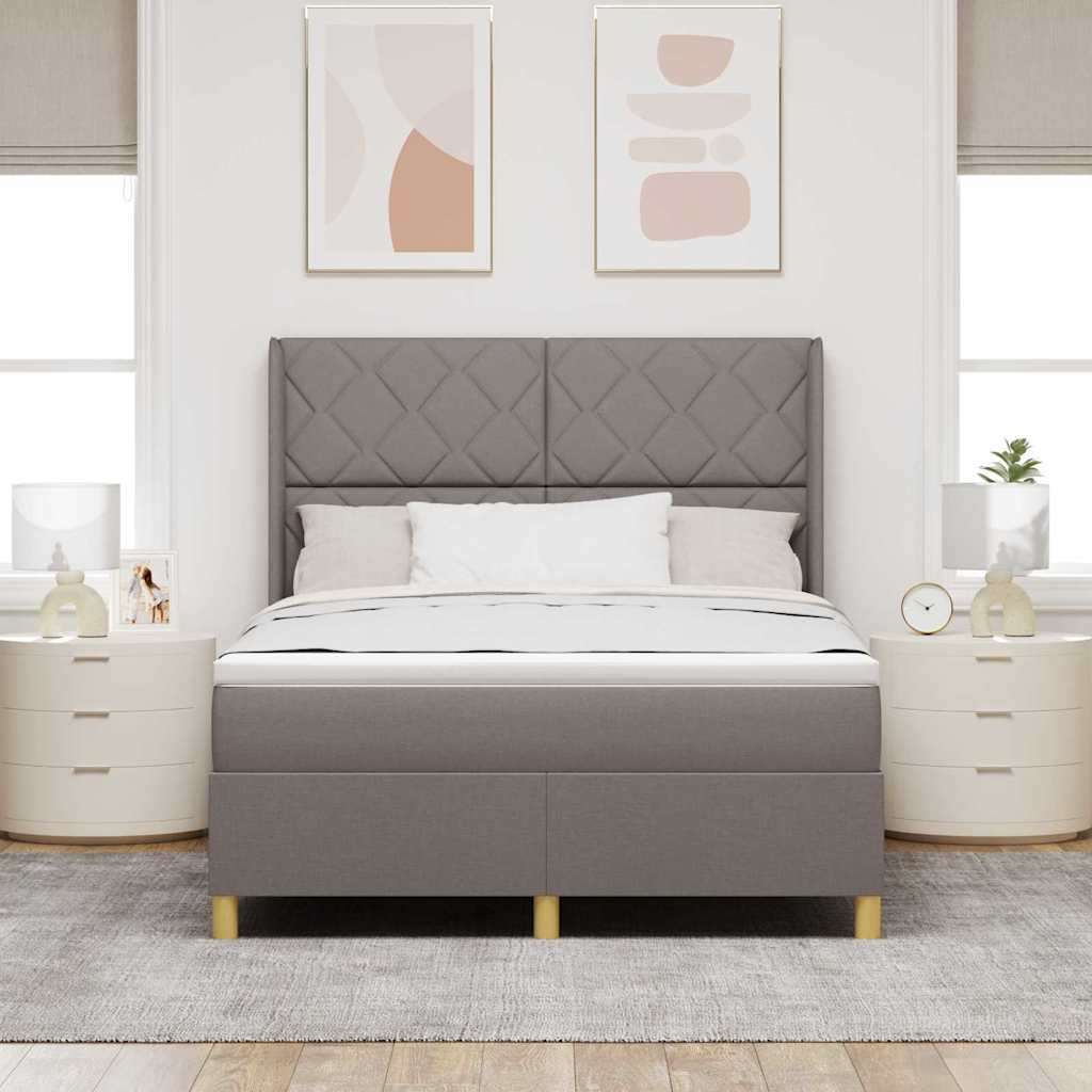 vidaXL Κρεβάτι με ελατήρια με κεφαλάρι Taupe 140 x 190 cm ύφασμα