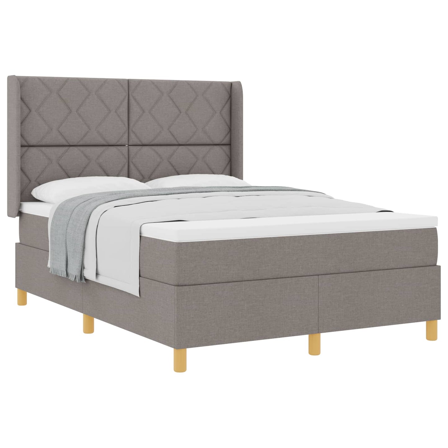 vidaXL Κρεβάτι με ελατήρια με κεφαλάρι Taupe 140 x 190 cm ύφασμα