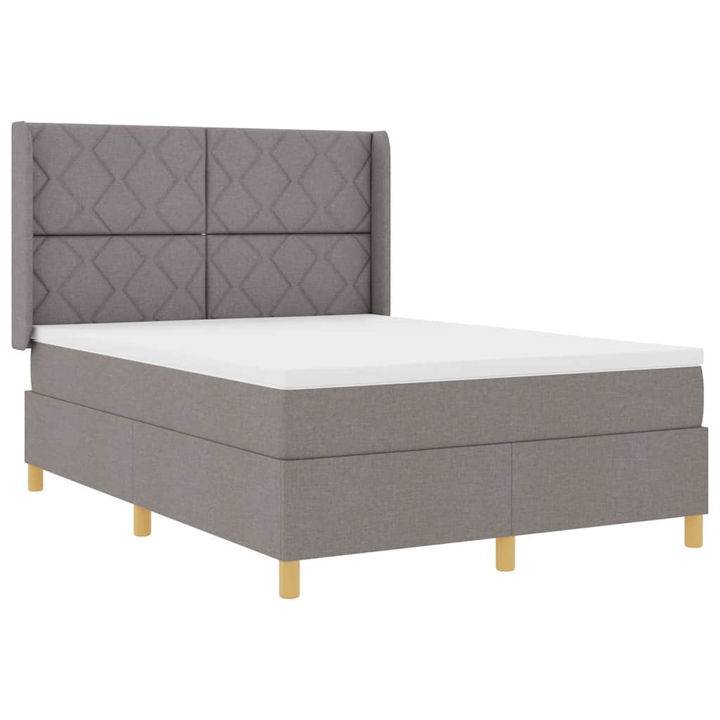 vidaXL Κρεβάτι με ελατήρια με κεφαλάρι Taupe 140 x 190 cm ύφασμα
