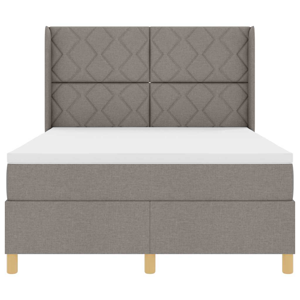 vidaXL Κρεβάτι με ελατήρια με κεφαλάρι Taupe 140 x 190 cm ύφασμα
