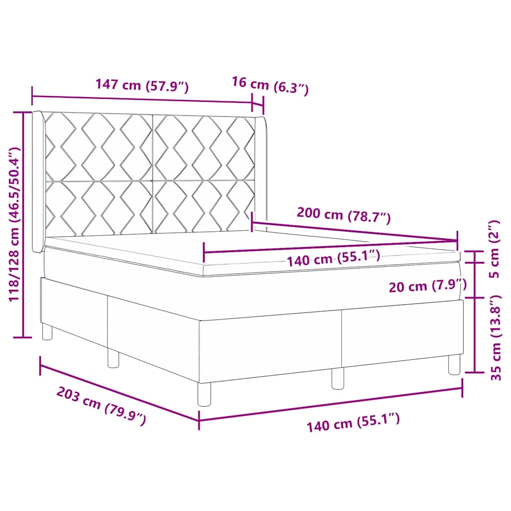 vidaXL Κρεβάτι με ελατήρια Ανοιχτό γκρι 140 x 200 cm ύφασμα