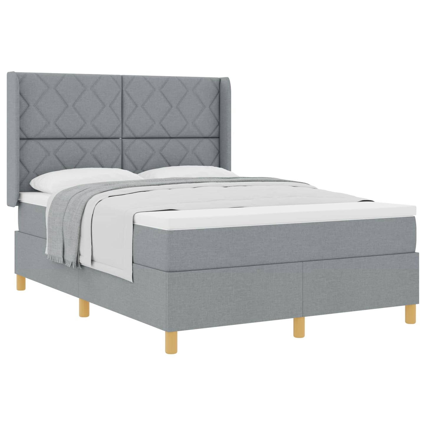 vidaXL Κρεβάτι με ελατήρια Ανοιχτό γκρι 160 x 200 cm ύφασμα