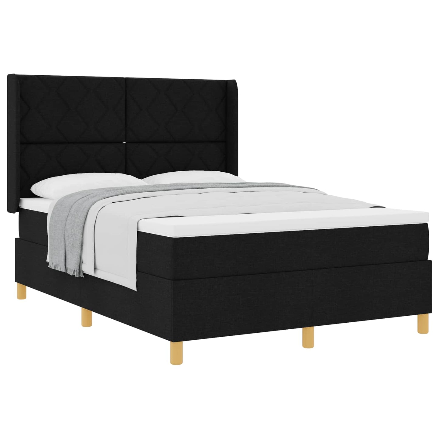 vidaXL Κρεβάτι με ελατήρια με κεφαλάρι Μαύρο 160 x 200 cm ύφασμα