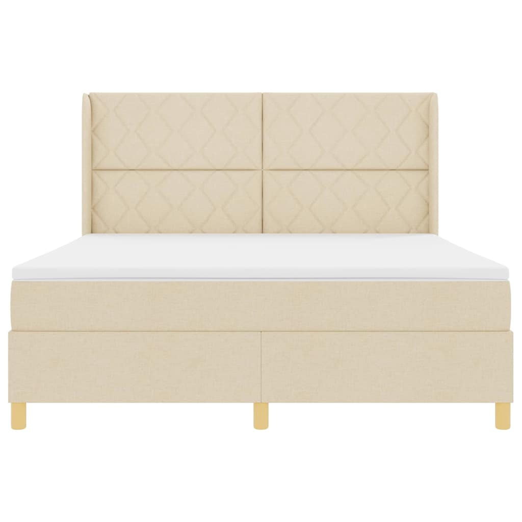 vidaXL Κρεβάτι με ελατήρια με κεφαλάρι Κρεμ 180 x 200 cm ύφασμα