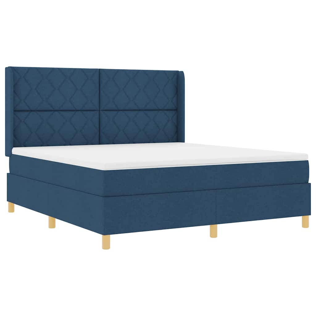 vidaXL Κρεβάτι με ελατήρια με κεφαλάρι Μπλε 180 x 200 cm ύφασμα