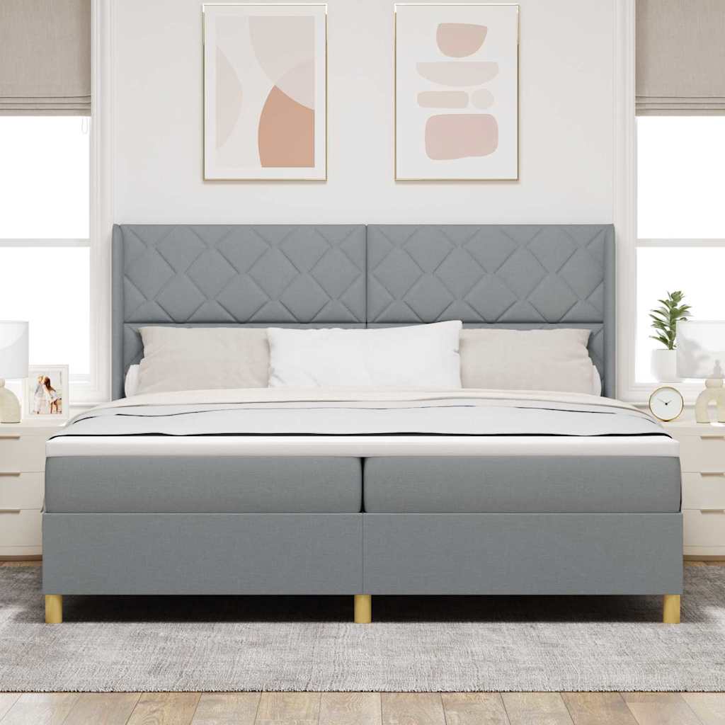 vidaXL Κρεβάτι με ελατήρια Ανοιχτό γκρι 200 x 200 cm ύφασμα