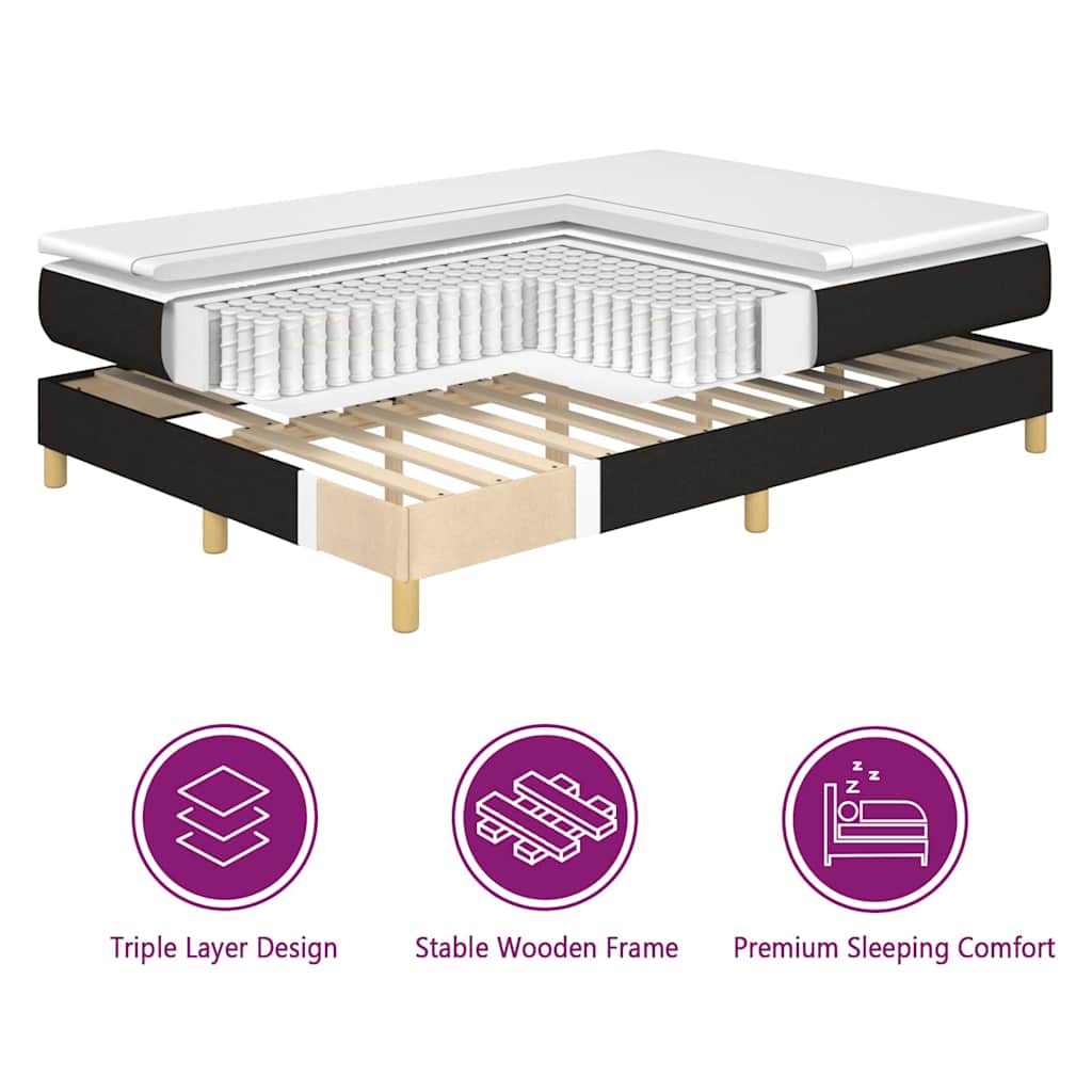 vidaXL Κρεβάτι με ελατήρια με κεφαλάρι Μαύρο 200 x 200 cm ύφασμα