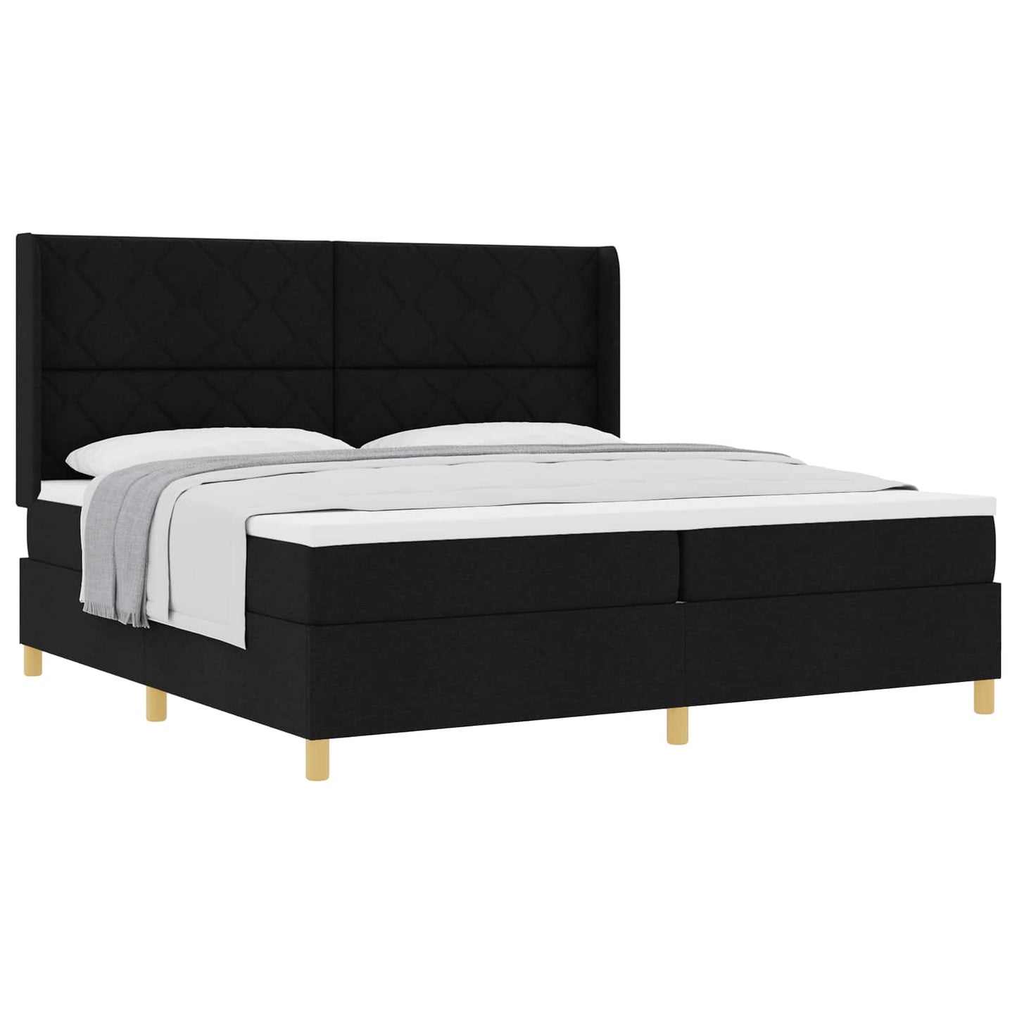 vidaXL Κρεβάτι με ελατήρια με κεφαλάρι Μαύρο 200 x 200 cm ύφασμα