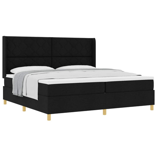 vidaXL Κρεβάτι με ελατήρια με κεφαλάρι Μαύρο 200 x 200 cm ύφασμα