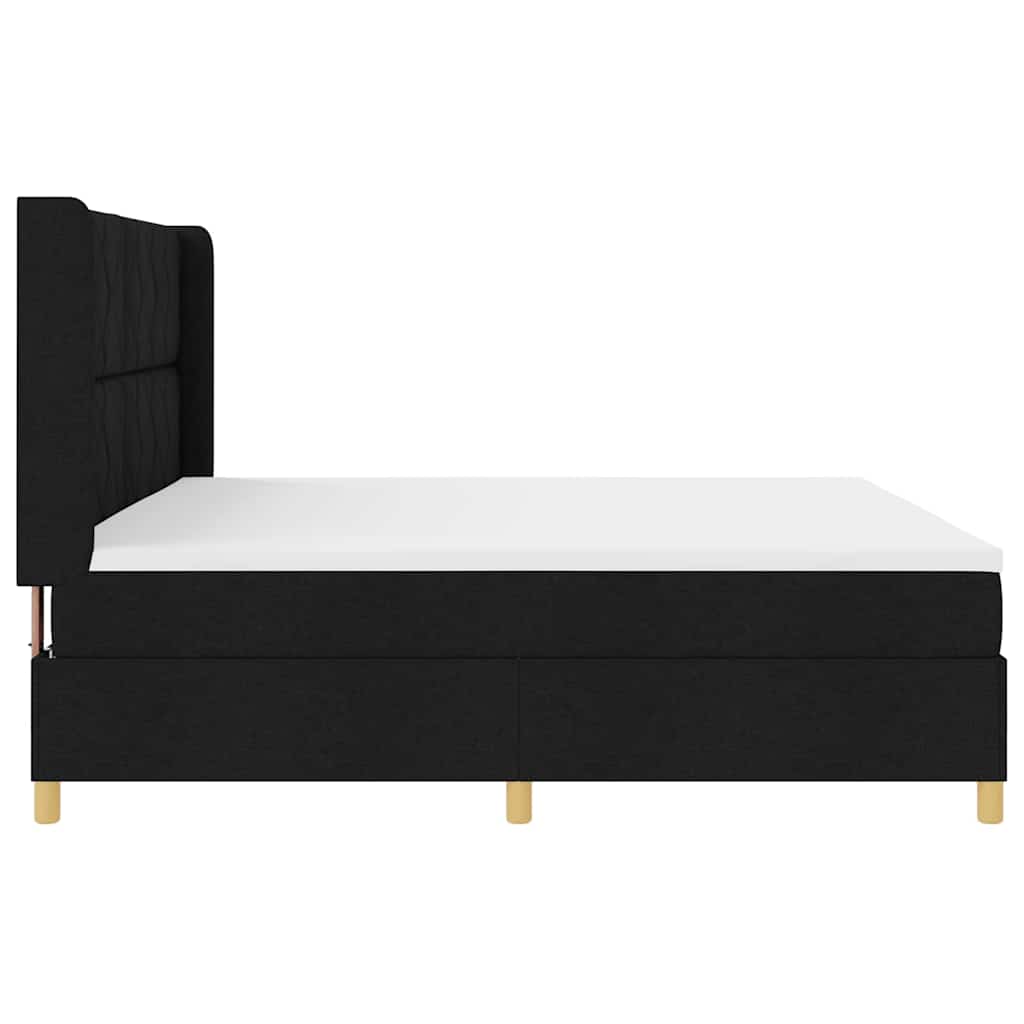 vidaXL Κρεβάτι με ελατήρια με κεφαλάρι Μαύρο 200 x 200 cm ύφασμα
