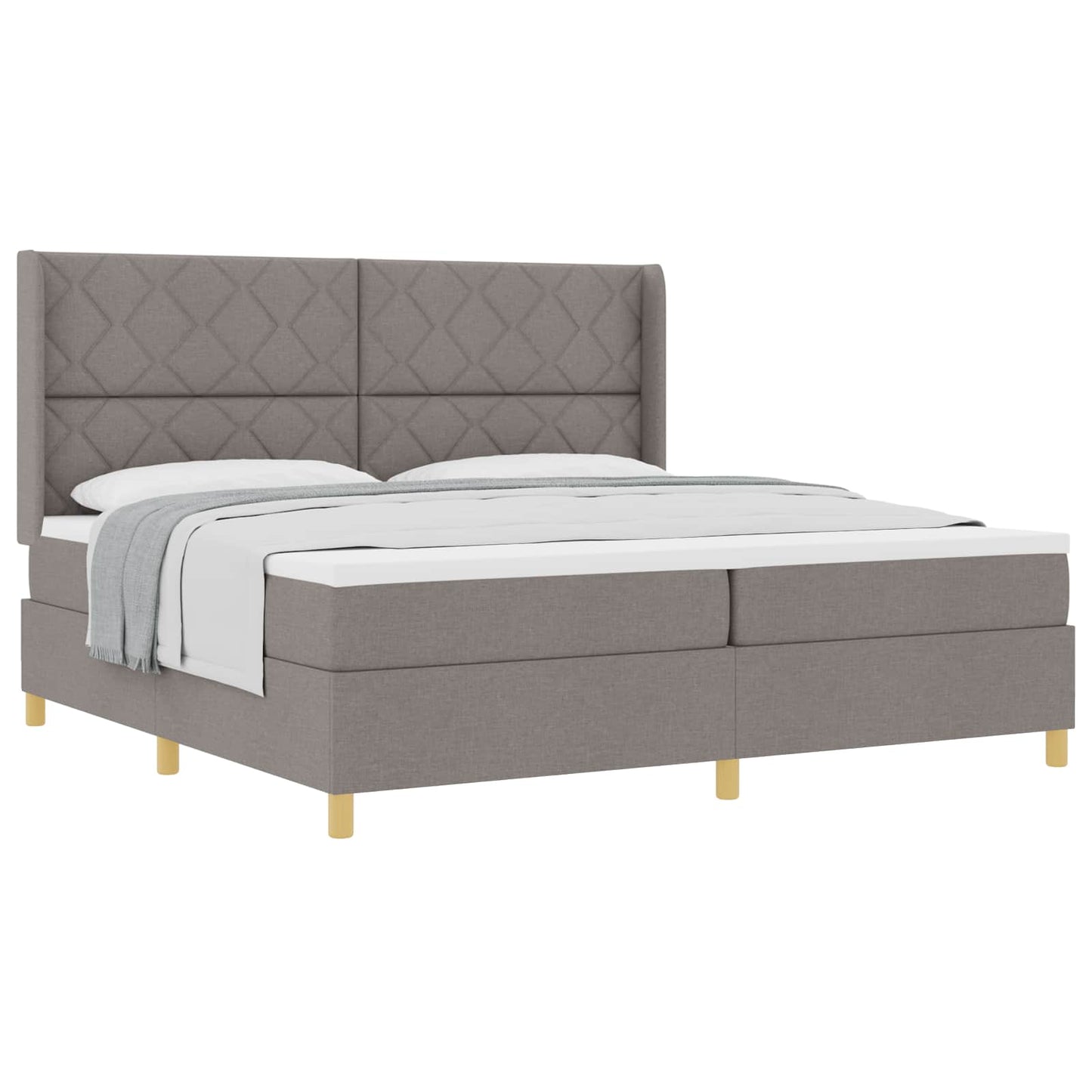 vidaXL Κρεβάτι με ελατήρια με κεφαλάρι Taupe 200 x 200 cm ύφασμα