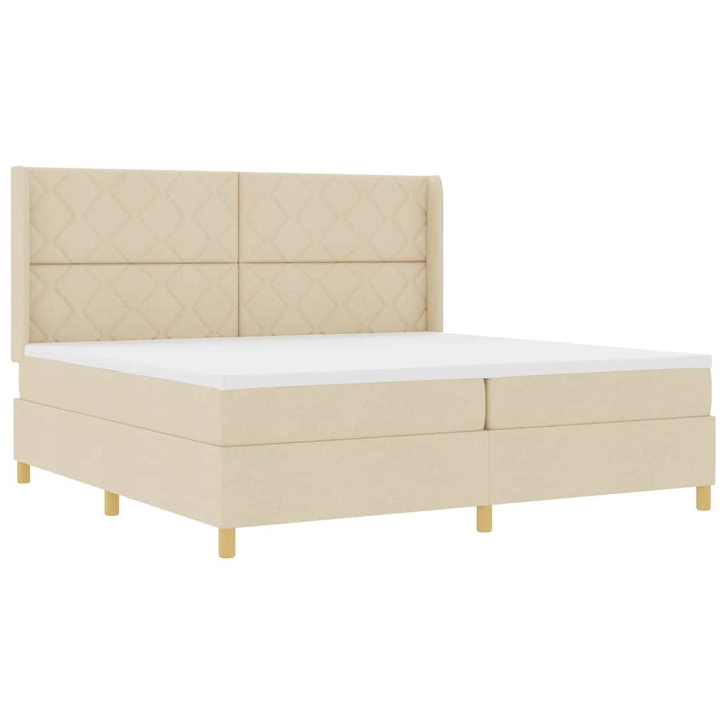 vidaXL Κρεβάτι με ελατήρια με κεφαλάρι Κρεμ 200 x 200 cm ύφασμα