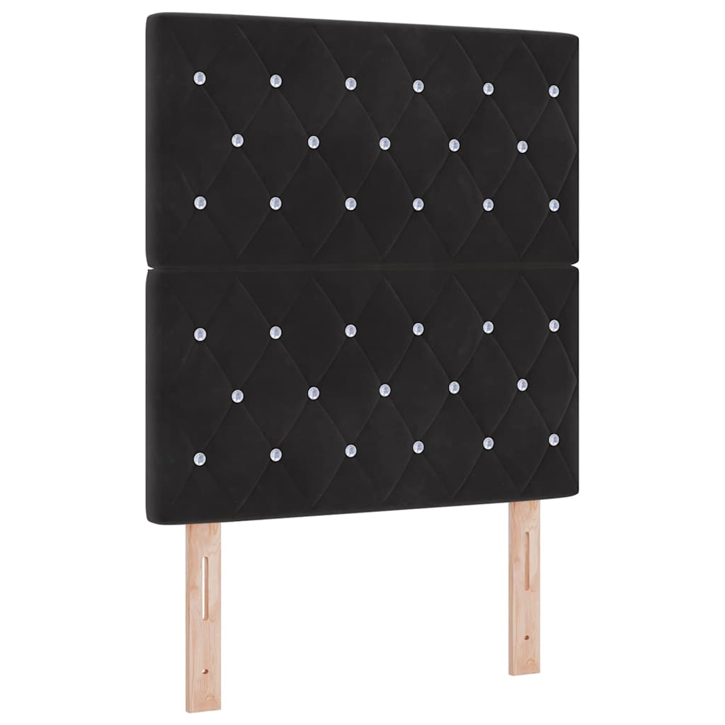 vidaXL Κρεβάτι με ελατήρια με στρώμα Μαύρο 80 x 200 cm Βελούδο