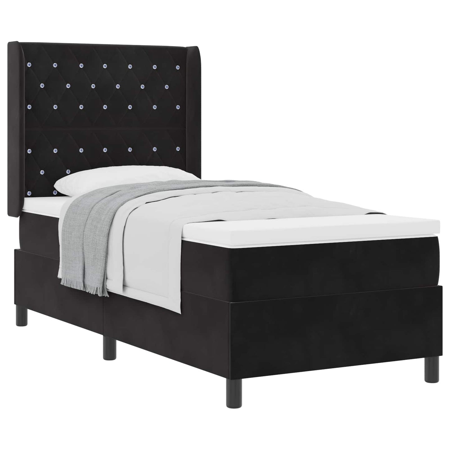 vidaXL Κρεβάτι με ελατήρια με στρώμα Μαύρο 90 x 190 cm Βελούδο