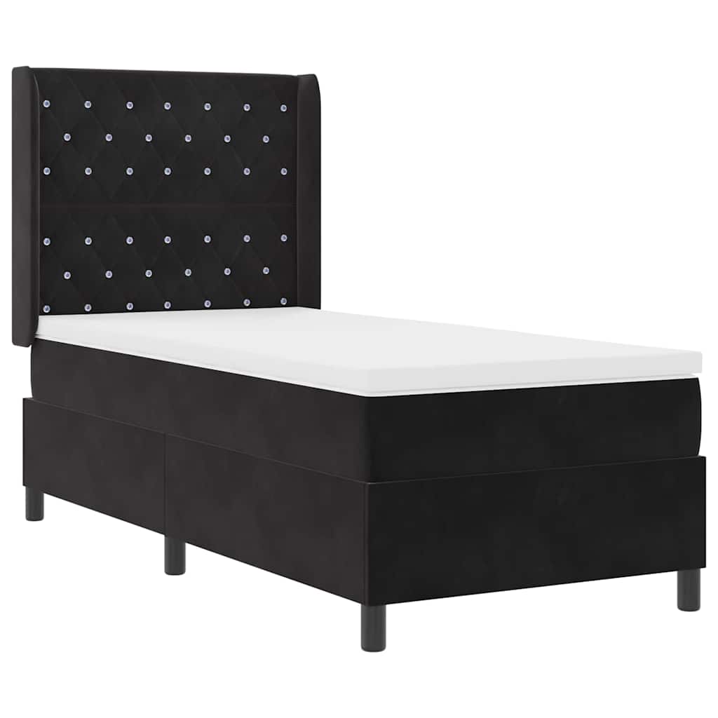 vidaXL Κρεβάτι με ελατήρια με στρώμα Μαύρο 100 x 200 cm Βελούδο