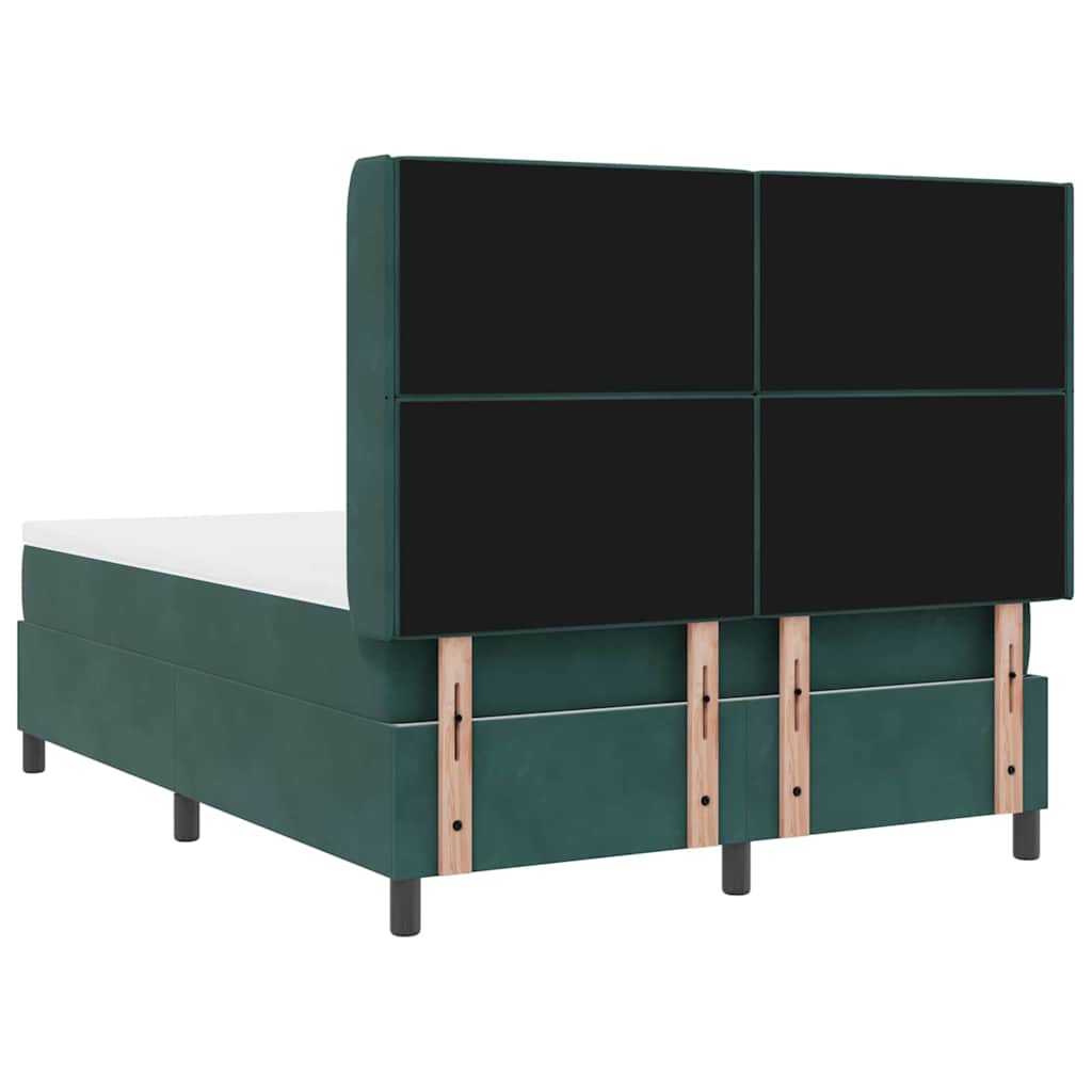 vidaXL Κρεβάτι με ελατήρια Σκούρο Πράσινο 140 x 190 cm Βελούδο