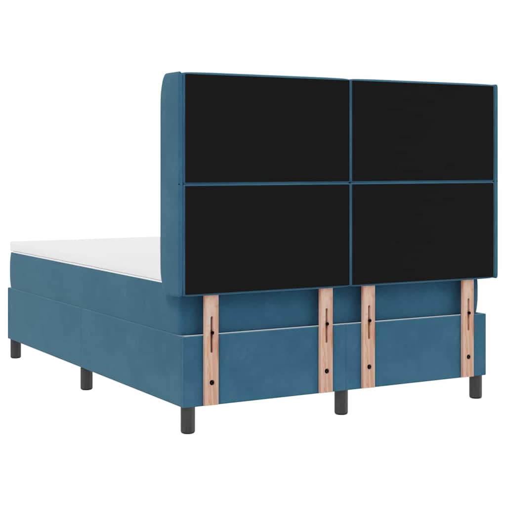 vidaXL Κρεβάτι με ελατήρια με στρώμα Μπλε 140 x 200 cm Βελούδο