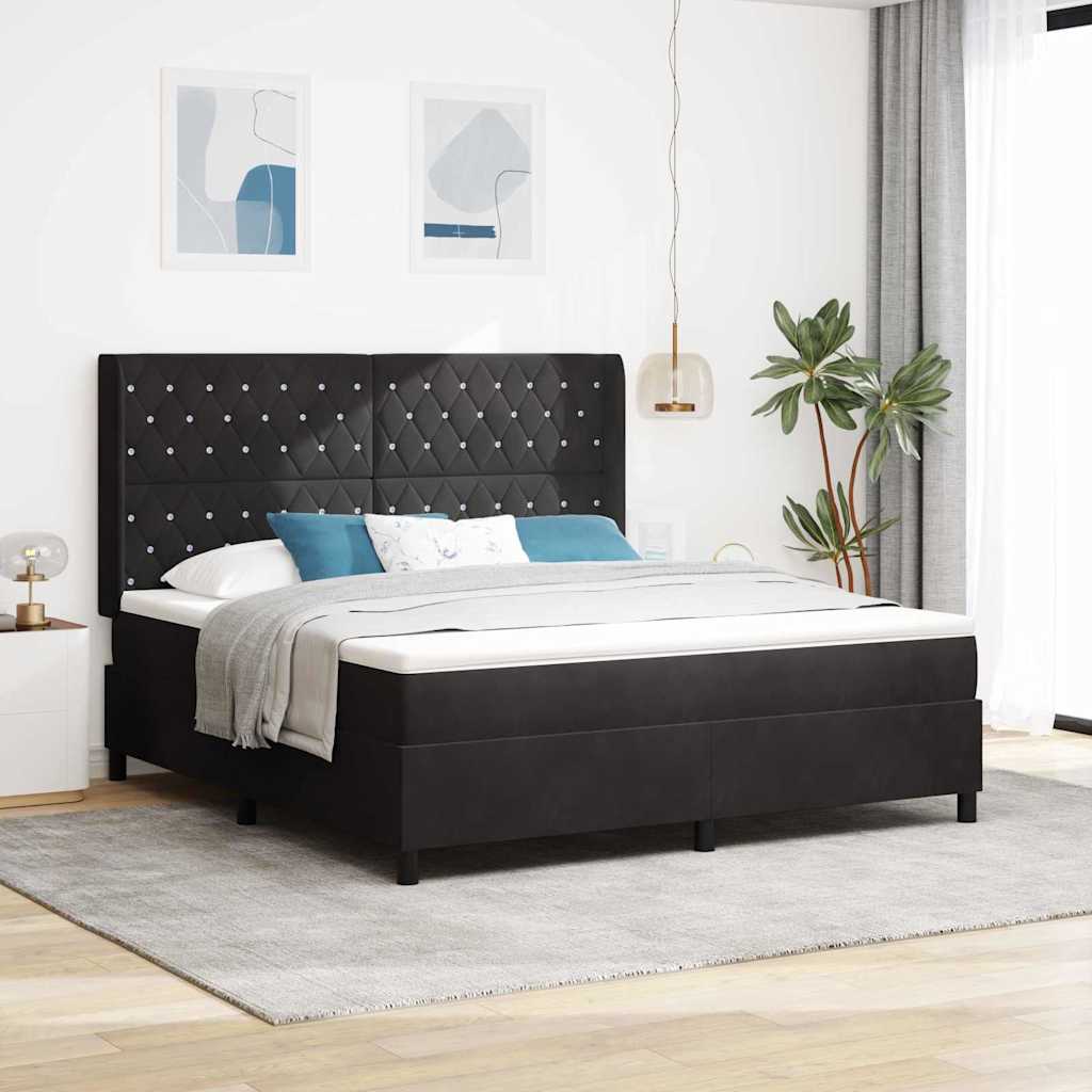 vidaXL Κρεβάτι με ελατήρια με στρώμα Μαύρο 180 x 200 cm Βελούδο