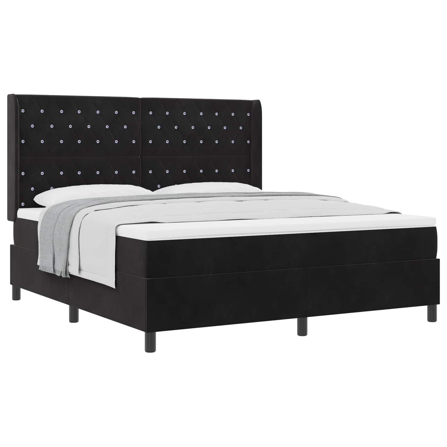 vidaXL Κρεβάτι με ελατήρια με στρώμα Μαύρο 180 x 200 cm Βελούδο