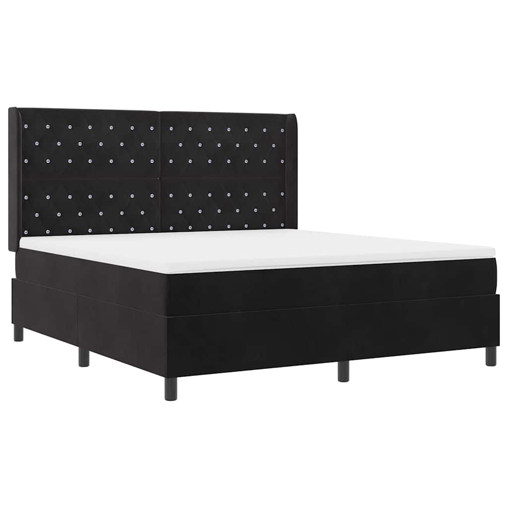 vidaXL Κρεβάτι με ελατήρια με στρώμα Μαύρο 180 x 200 cm Βελούδο