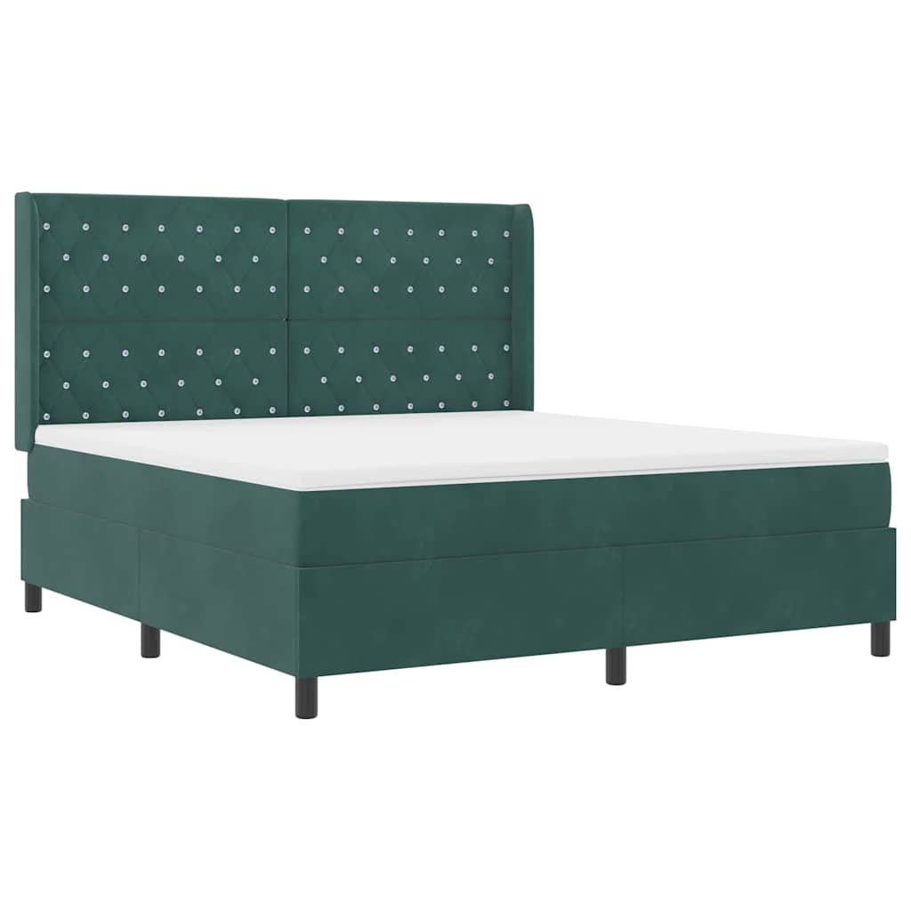 vidaXL Κρεβάτι με ελατήρια Σκούρο Πράσινο 180 x 200 cm Βελούδο
