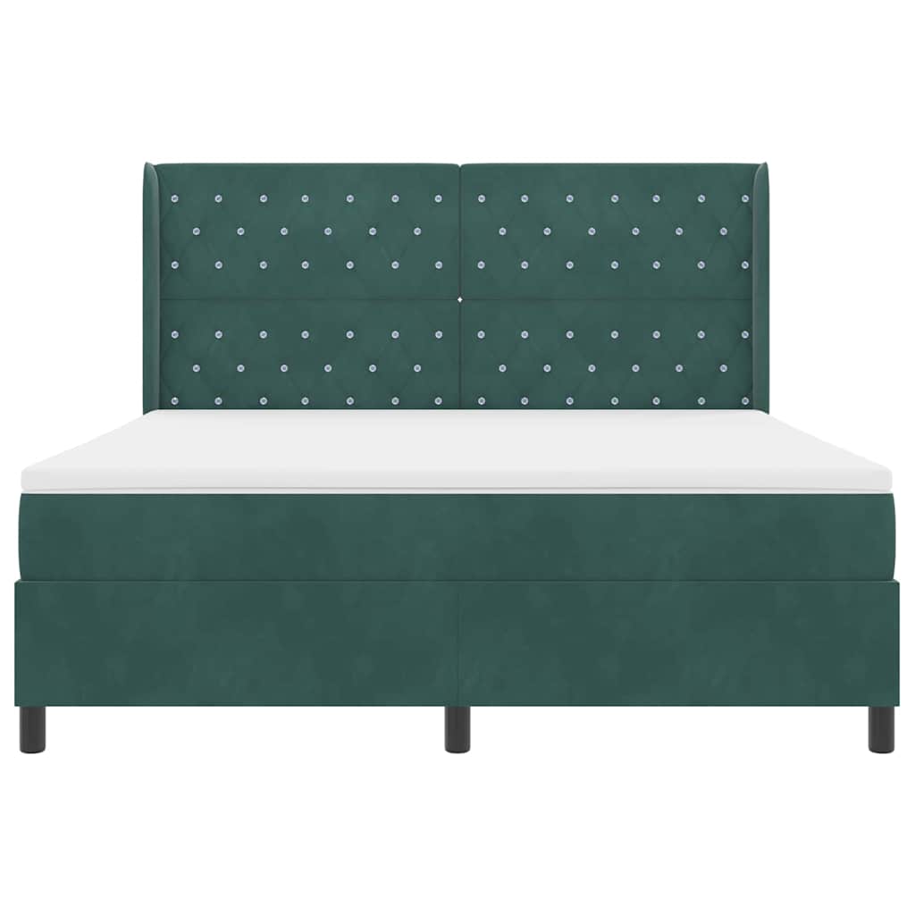 vidaXL Κρεβάτι με ελατήρια Σκούρο Πράσινο 180 x 200 cm Βελούδο