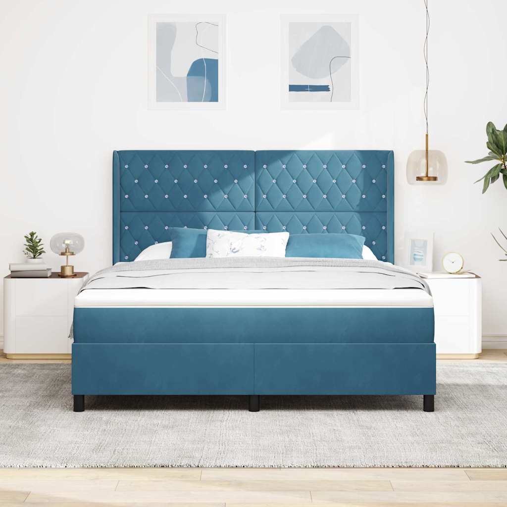 vidaXL Κρεβάτι με ελατήρια με στρώμα Μπλε 180 x 200 cm Βελούδο