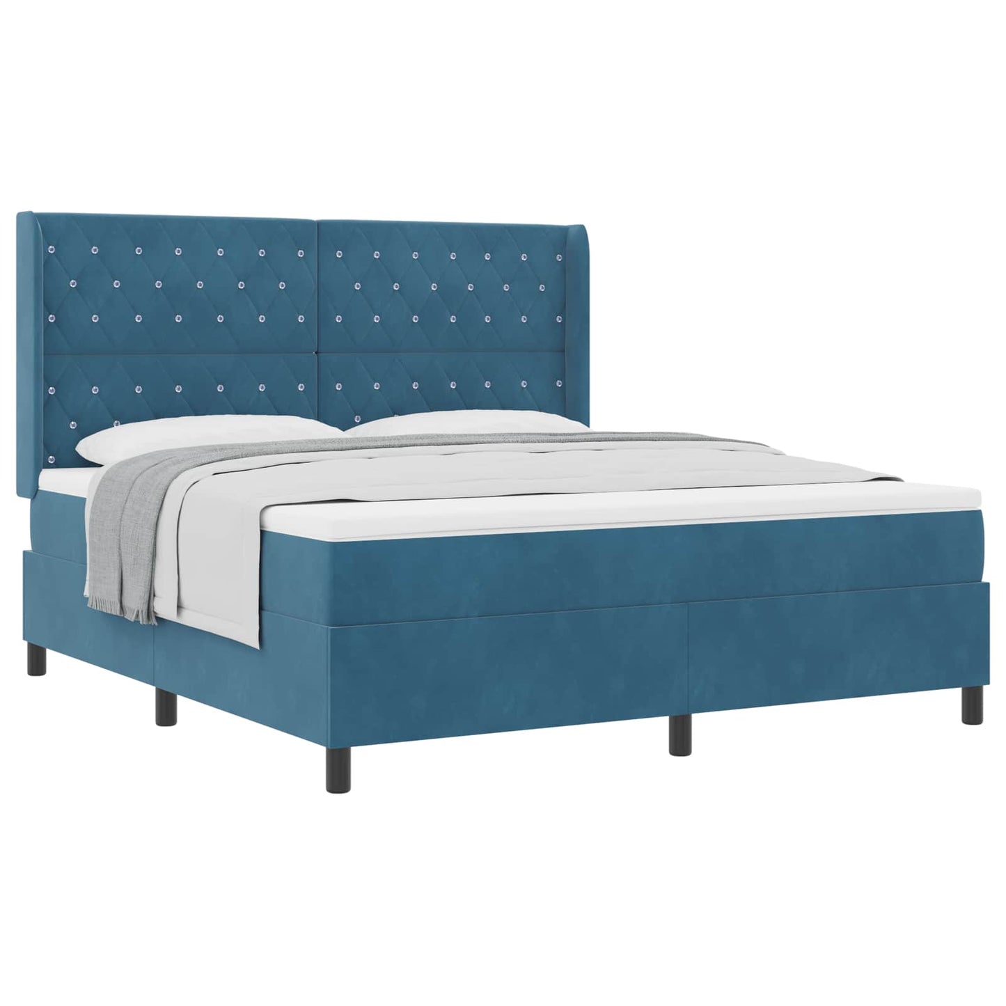 vidaXL Κρεβάτι με ελατήρια με στρώμα Μπλε 180 x 200 cm Βελούδο