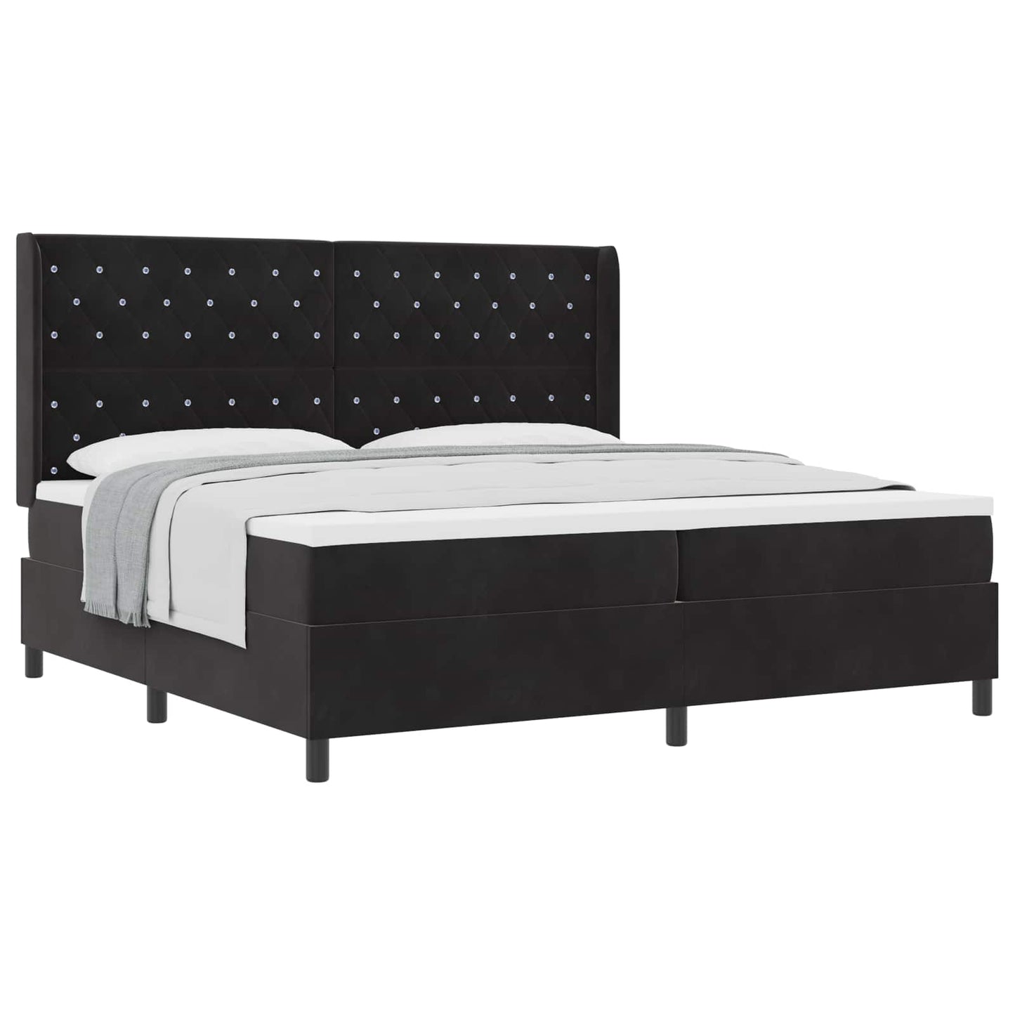 vidaXL Κρεβάτι με ελατήρια με στρώμα Μαύρο 200 x 200 cm Βελούδο