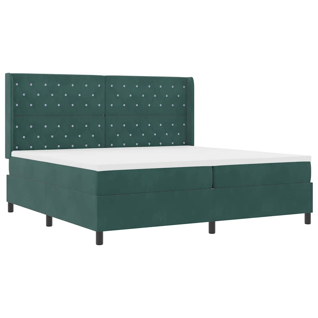 vidaXL Κρεβάτι με ελατήρια Σκούρο Πράσινο 200 x 200 cm Βελούδο