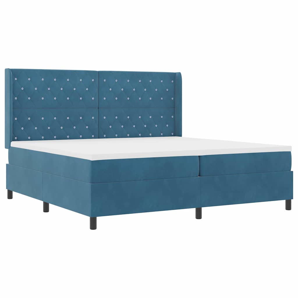vidaXL Κρεβάτι με ελατήρια με στρώμα Μπλε 200 x 200 cm Βελούδο