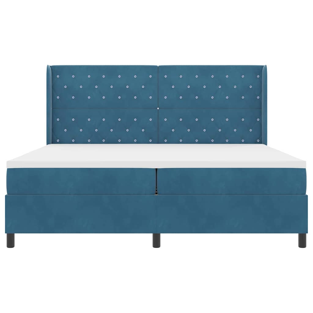 vidaXL Κρεβάτι με ελατήρια με στρώμα Μπλε 200 x 200 cm Βελούδο