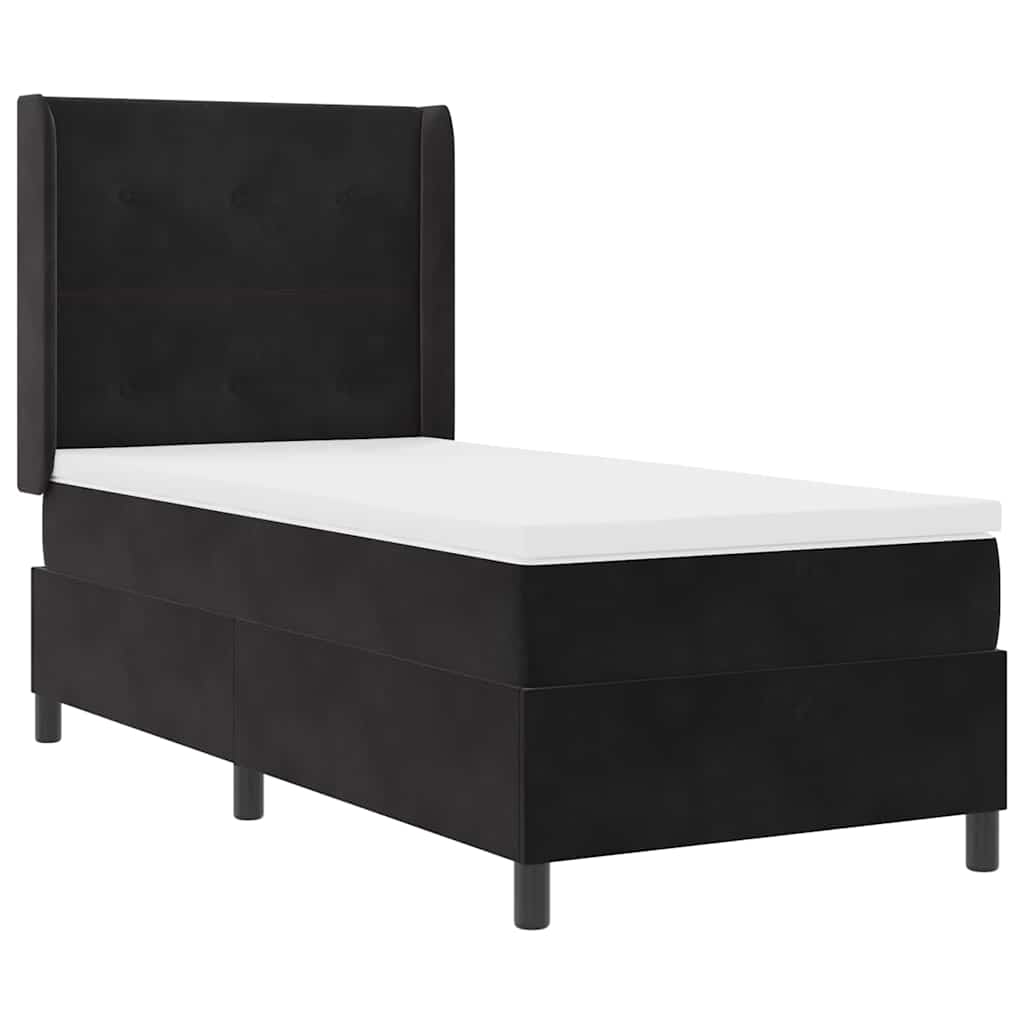 vidaXL Κρεβάτι με ελατήρια με κεφαλάρι Μαύρο 90 x 190 cm Βελούδο
