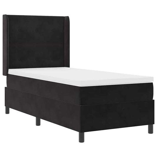 vidaXL Κρεβάτι με ελατήρια με κεφαλάρι Μαύρο 90 x 190 cm Βελούδο