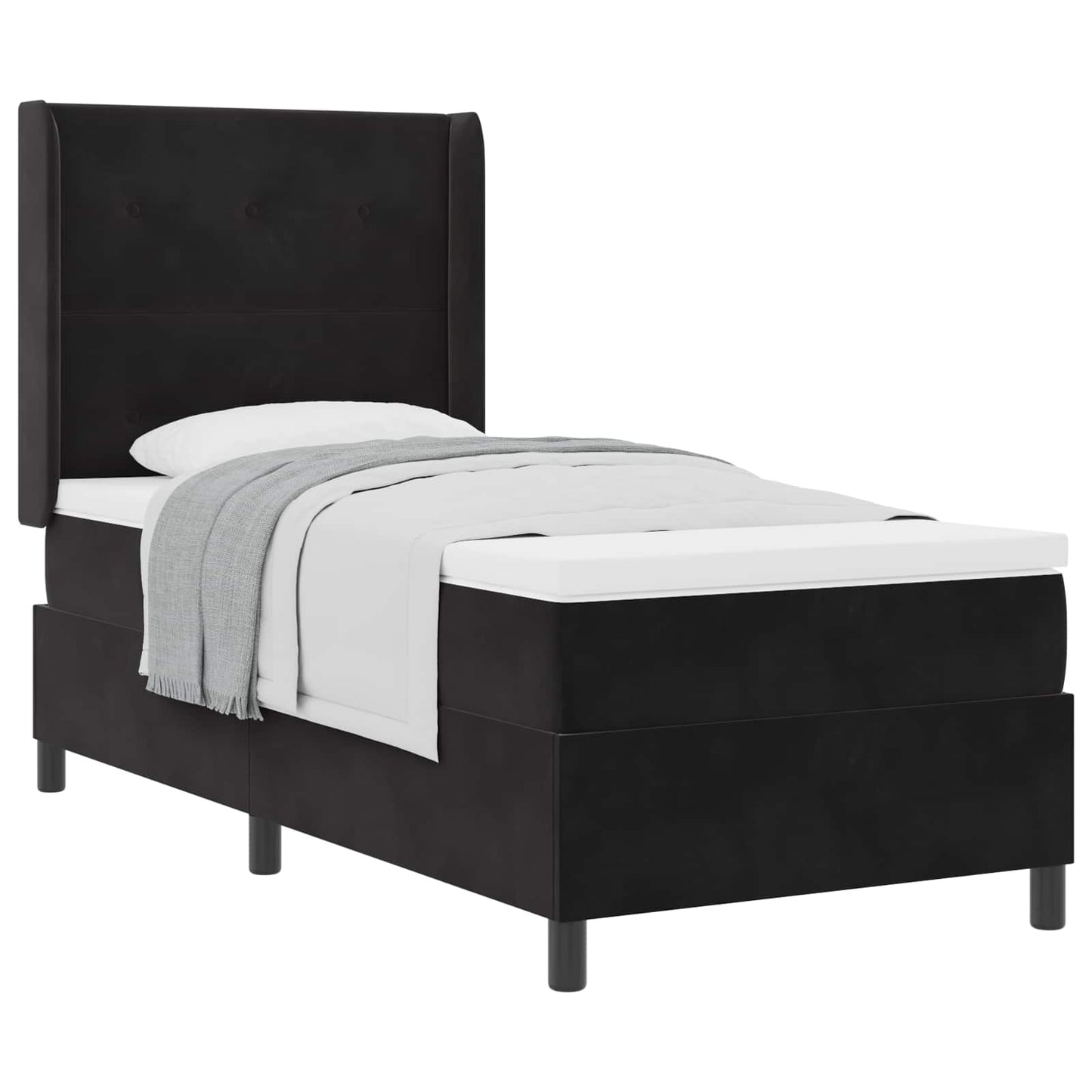 vidaXL Κρεβάτι με ελατήρια με κεφαλάρι Μαύρο 90 x 200 cm Βελούδο