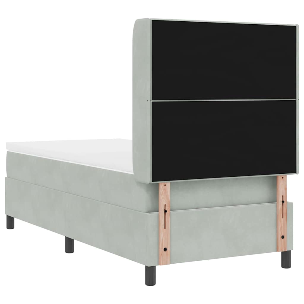vidaXL Κρεβάτι με ελατήρια Ανοιχτό γκρι 100 x 200 cm Βελούδο