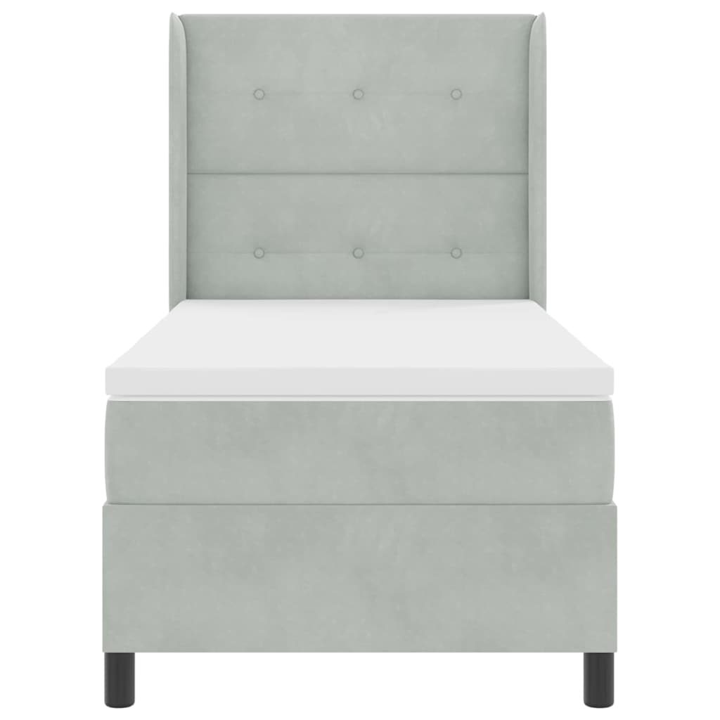 vidaXL Κρεβάτι με ελατήρια Ανοιχτό γκρι 100 x 200 cm Βελούδο