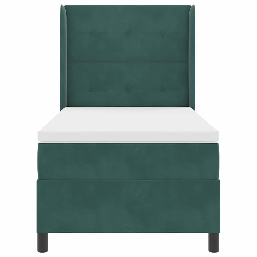 vidaXL Κρεβάτι με ελατήρια Σκούρο Πράσινο 100 x 200 cm Βελούδο