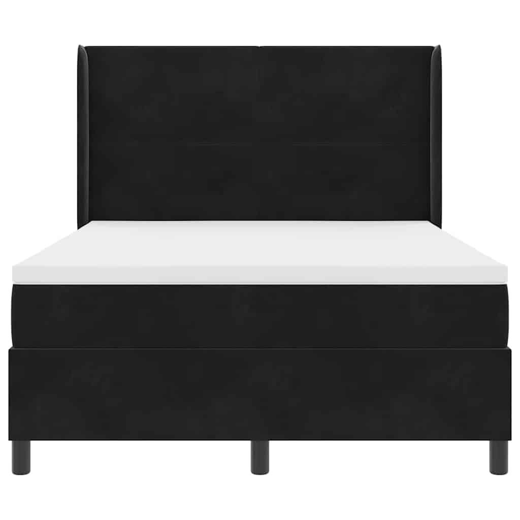 vidaXL Κρεβάτι με ελατήρια με κεφαλάρι Μαύρο 140 x 190 cm Βελούδο