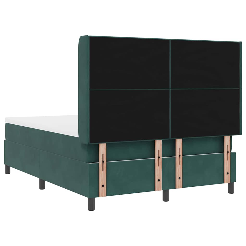 vidaXL Κρεβάτι με ελατήρια Σκούρο Πράσινο 140 x 190 cm Βελούδο